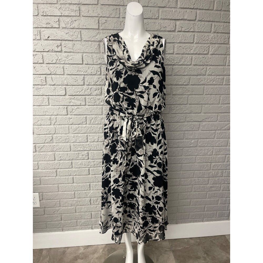 MSK Women Floral Sleeveless Cowl Neck Midi Dress Size 6